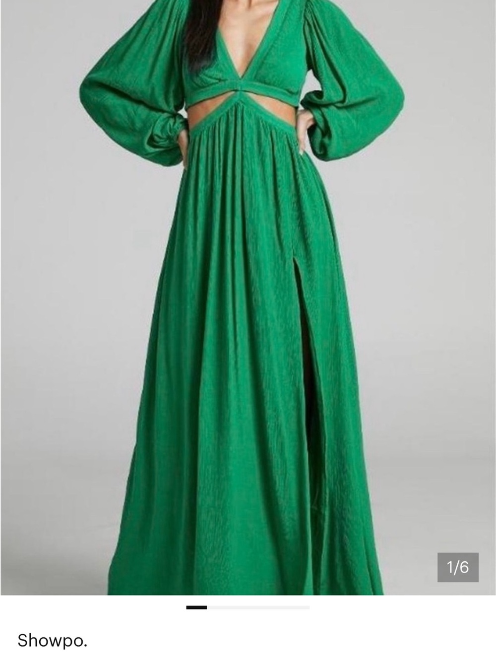 Showpo. Emerald Green Cutout Maxi Dress with Balloon Sleeves